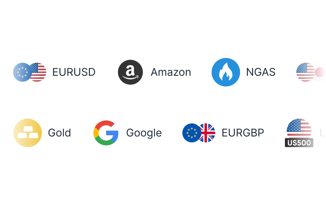 Set of pill-shaped selectable items with icons and labels representing a list of instruments, arranged in a grid.