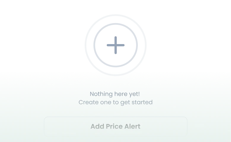 Empty state screen with a plus icon, a message indicating no items yet, and an add action button